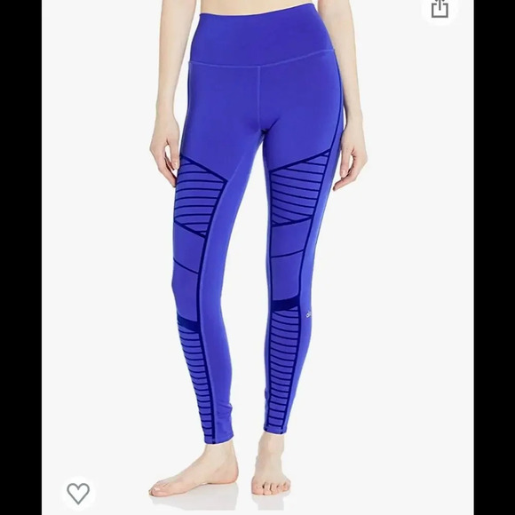 ALO Yoga Pants - ALO Yoga High Waist Flocked Moto Leggings Sapphire Size Small